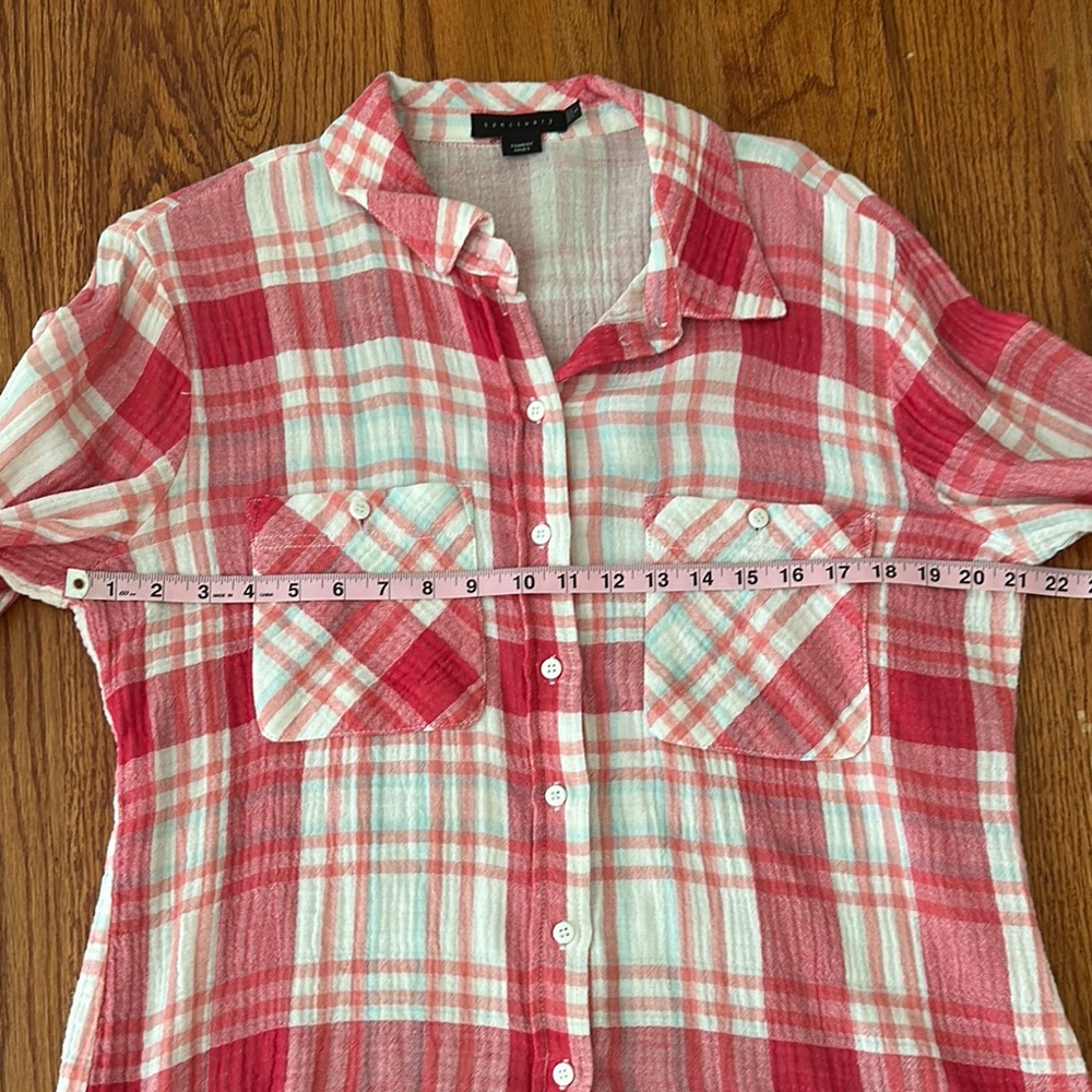 Sanctuary Red and White Plaid Button-Up Shirt - Picture 8 of 10